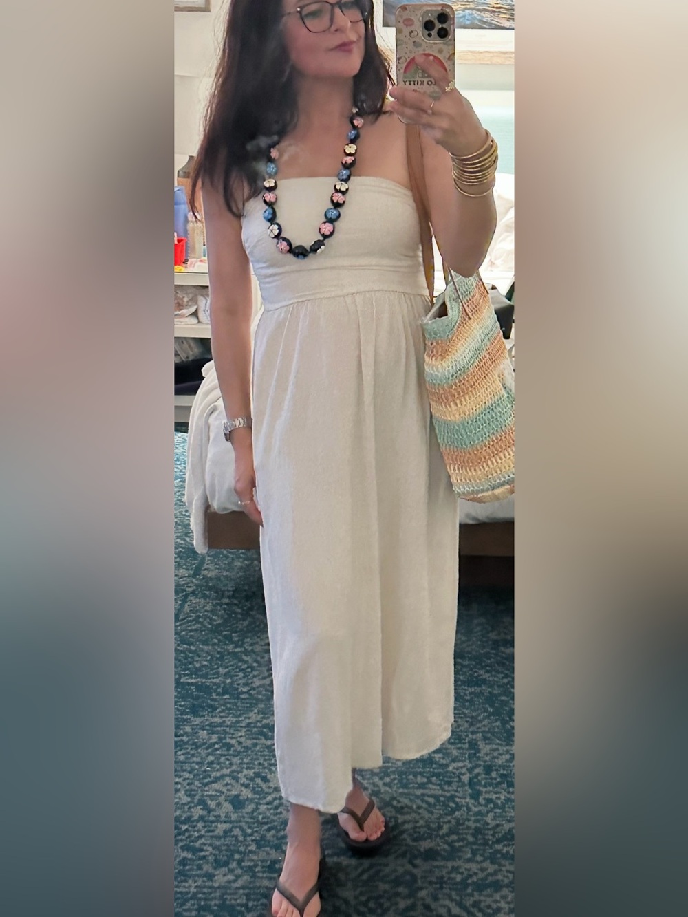 Express Cream Strapless Maxi Skirt
